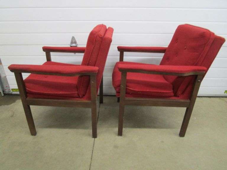 Pair of Red Office Reception Chairs Oberman Auctions