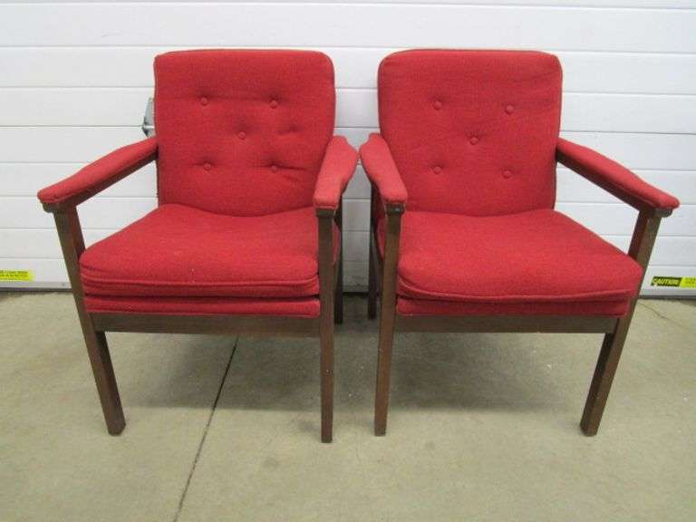 Pair of Red Office Reception Chairs Oberman Auctions