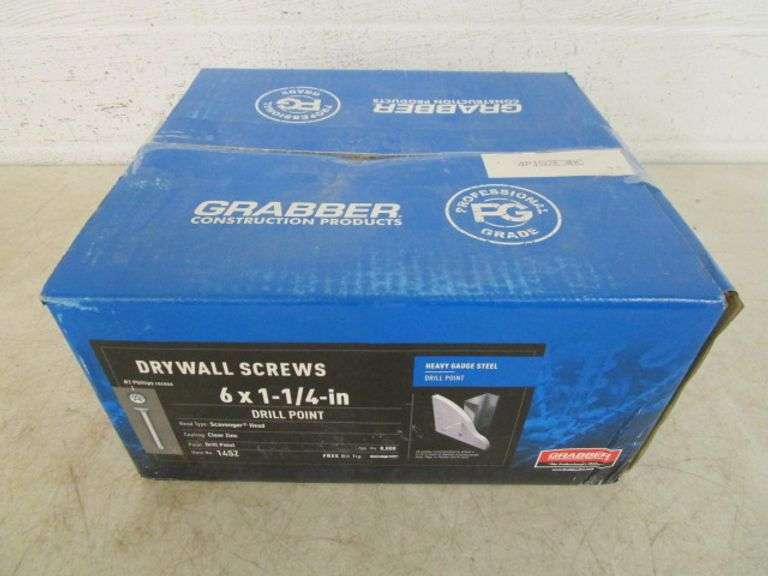 Box of Grabber 6 x 1 1/4" Drywall Screws Oberman Auctions