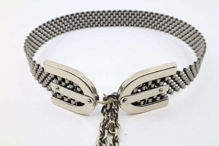 1950S Renoir Belt Stainless Basket Weave, Chain Metal Pattern, Marked S