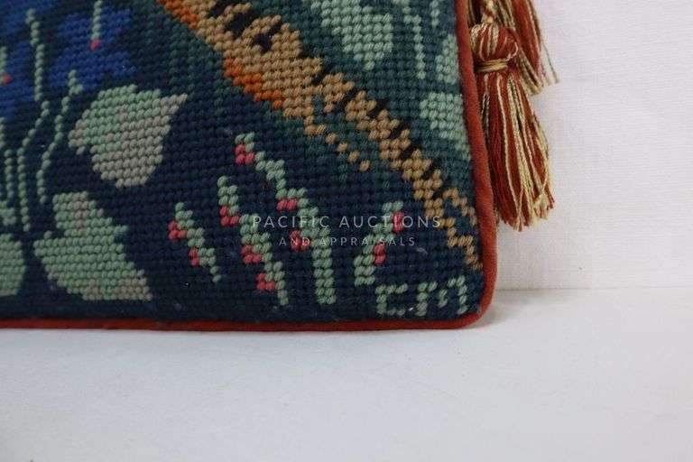 Needlepoint Pheasant Pillow, C.M. 15" Pacific Auctions And Appraisals