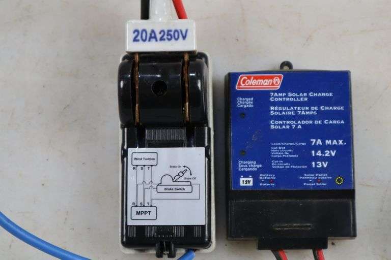 Coleman 7amp Solar Charge Controller and 20A 250V Wind Turbine Brake