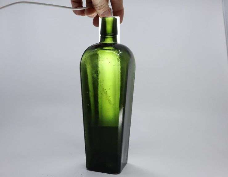 Antique Olive Green Glass Coffin Shaped Gin Bottle Pacific Auctions