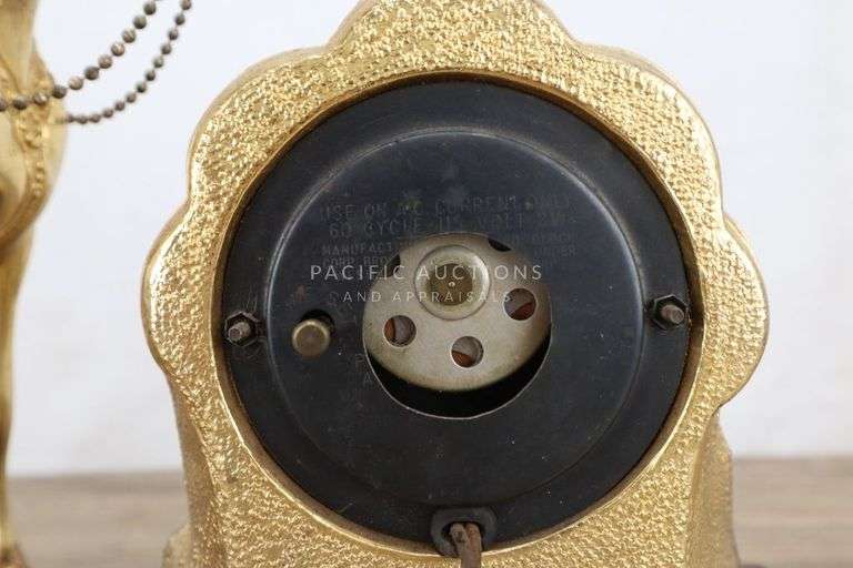 Vintage Horse Mantle Clock, Gold Toned, United Self Starting, No. 315