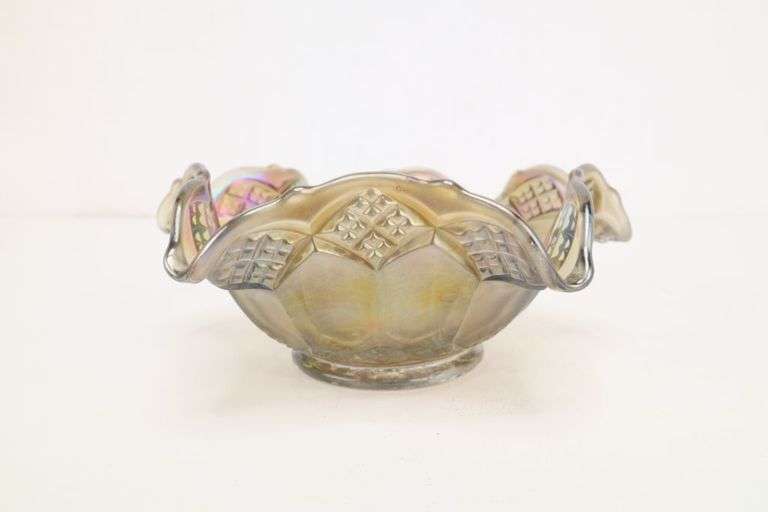 Vintage Carnival Glass Candy Dish With Wavy Rim Pacific Auctions And