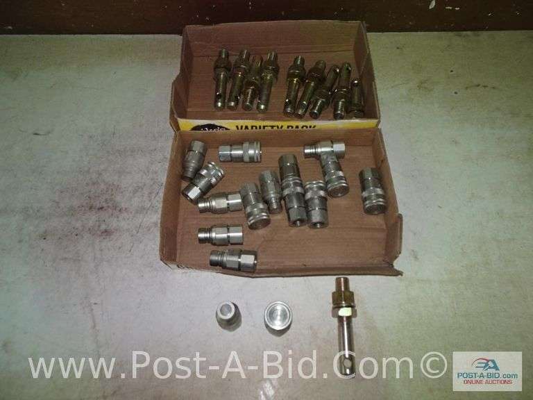 Lot Of Hydraulic Quick Connect Couplers And Three Point Hitch Pins