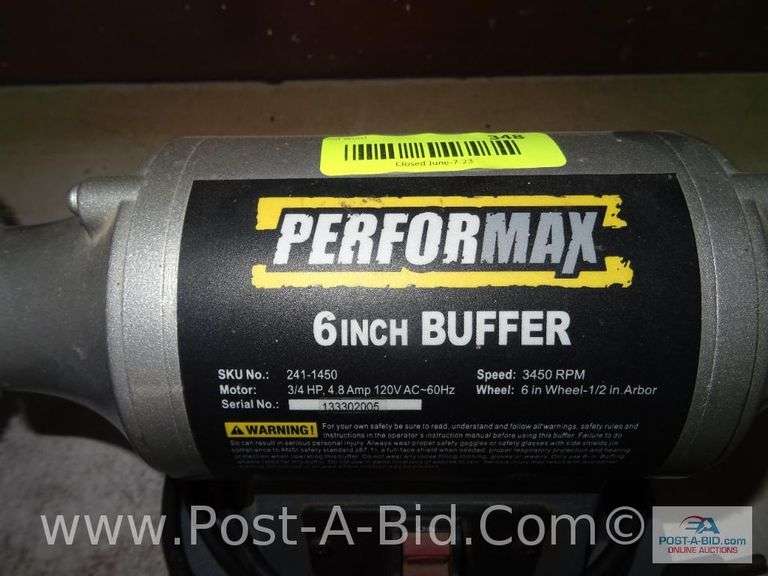 Performax 6" Bench Buffer Elsenpeter Auctions & Real Estate, Inc. dba