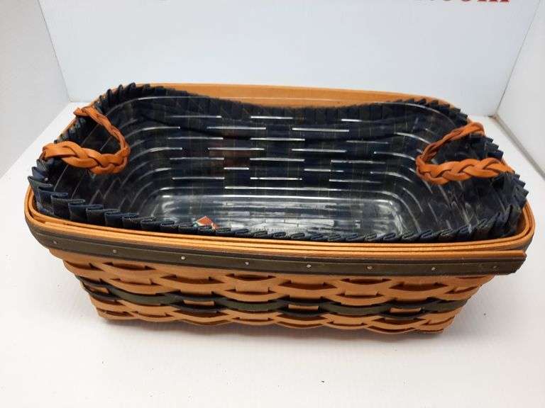 Longaberger basket with plastic and fabric liners Parrott Marketing Group