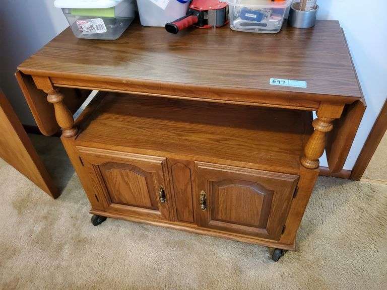 Tell City Serving Cart with Drop Leaf Sides, on Casters Parrott