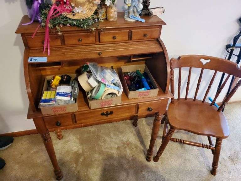 Tell City Young Republic Small Roll Top Desk with Tell City Chair