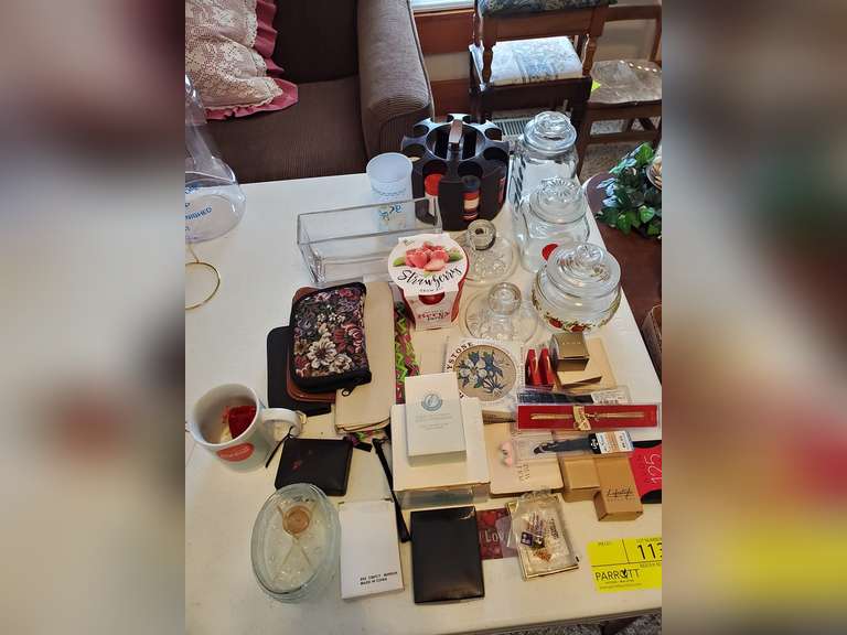 Avon jewelry, coasters, storage jars, poker chips, and more Parrott