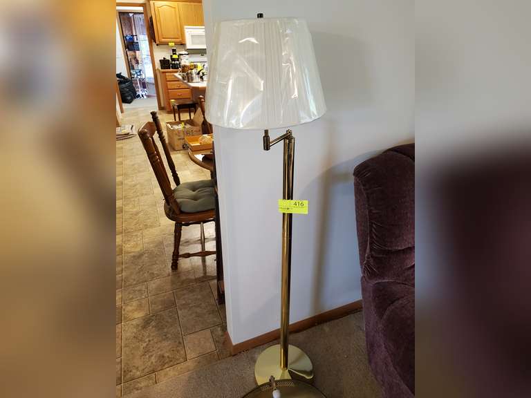 Brass Floor Lamp with Swing Arm with Brass Fireplace Rack Parrott Marketing Group