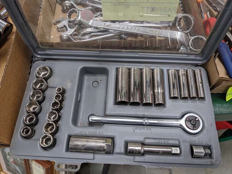 3 Craftsmen wrenches , 12,8,6 with Craftsmen socket set Parrott