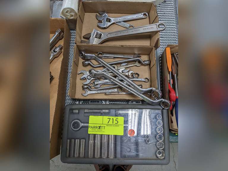 3 Craftsmen wrenches , 12,8,6 with Craftsmen socket set Parrott