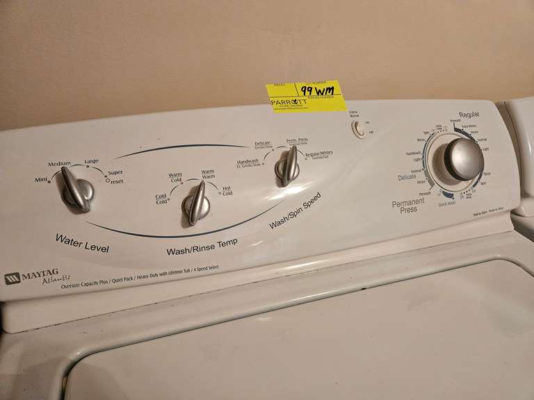 Maytag Atlantis Washing Machine Oversize Capacity Plus Parrott