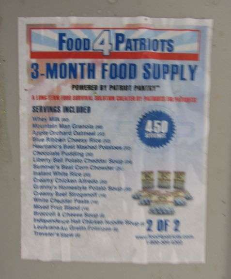 Food For Patriots 3 Month Supply A-525 1-3 Month Supply Patriot Foods - Pickett Auction Service
