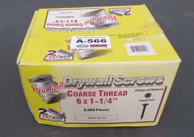 A566 ProTwist Drywall Screws (1 Box) Pickett Auction Service