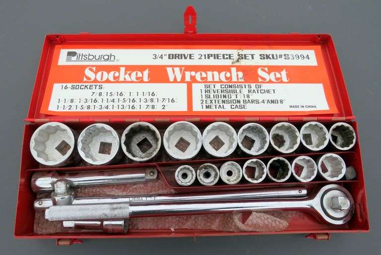 D176 Pittsburgh 3/4" Drive Socket Set Pickett Auction Service