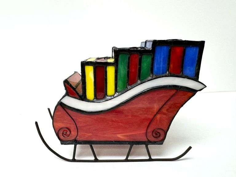 Stained Glass Sleigh & Ornaments