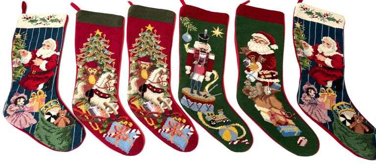 Vintage Needlepoint Stocking Set
