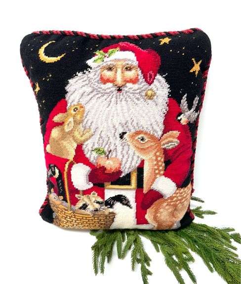Needlepoint Santa Pillow