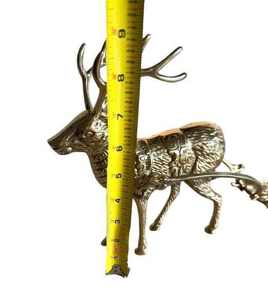 Vintage Brass Deer & Sleigh