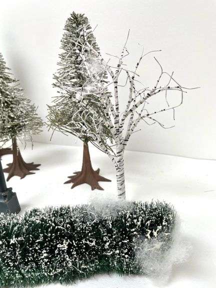 Collection of Department 56 Trees, Shrubs, and Street Signs
