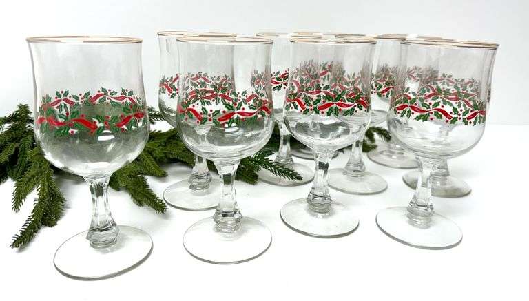 Vintage Holiday Stemware Set