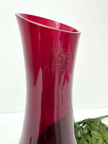 LSA Polish Ruby Red Glass Vase