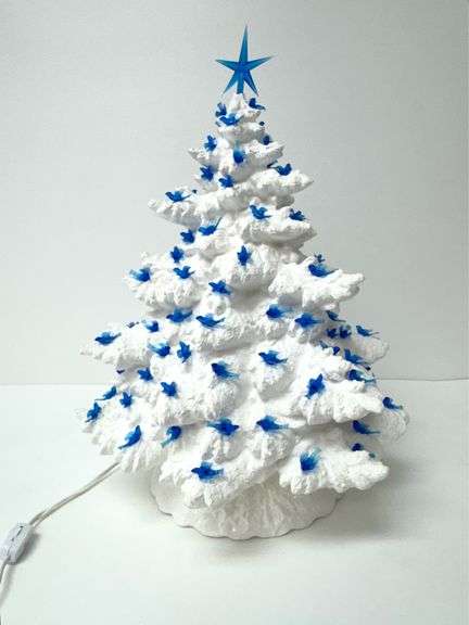 Vintage Blue & White Ceramic Tree