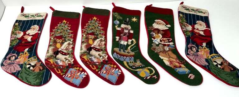 Vintage Needlepoint Stocking Set