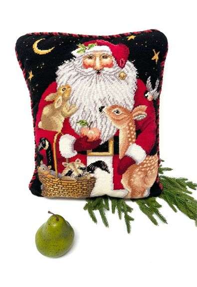 Needlepoint Santa Pillow