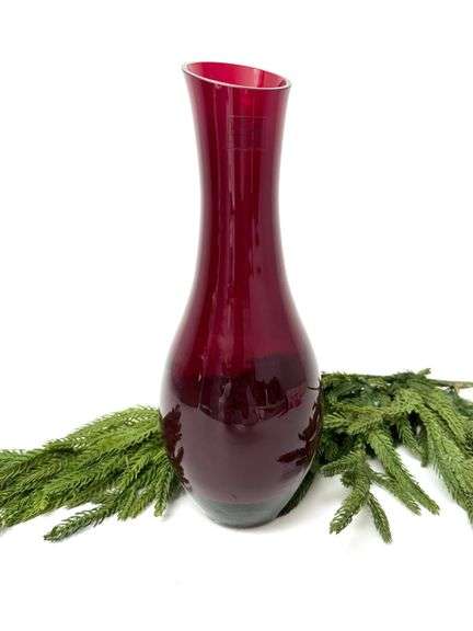 LSA Polish Ruby Red Glass Vase