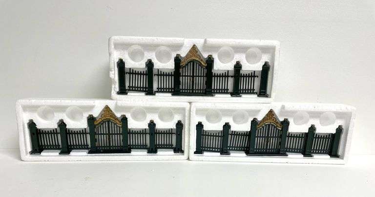 Set of 3 “Village Wrought Iron Gate And Fence” by Department 56