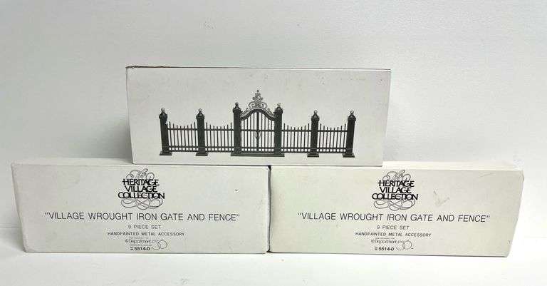 Set of 3 “Village Wrought Iron Gate And Fence” by Department 56
