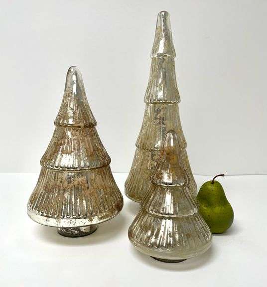 Trio of Decorative Glass Christmas Trees