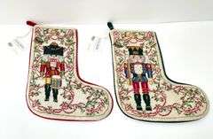 Pair of Katha Diddel Nutcracker  Needlepoint Stockings