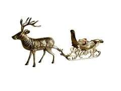 Vintage Brass Deer & Sleigh