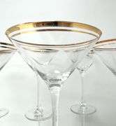 13 New Pier One Gold Banded Martini Glasses