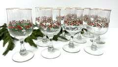 Vintage Holiday Stemware Set