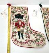 Pair of Katha Diddel Nutcracker  Needlepoint Stockings
