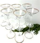 13 New Pier One Gold Banded Martini Glasses