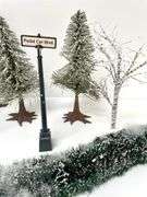 Collection of Department 56 Trees, Shrubs, and Street Signs