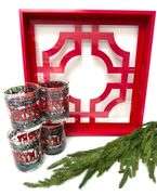 Red Laquered Tray with Vintage Glasses
