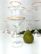 13 New Pier One Gold Banded Martini Glasses