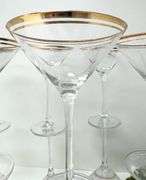 13 New Pier One Gold Banded Martini Glasses