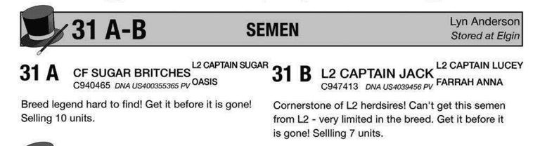 SEMEN PACKAGE: CF SUGAR BRITCHES