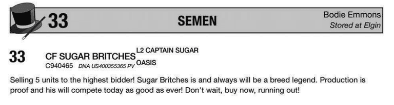 SEMEN PACKAGE: CF SUGAR BRITCHES