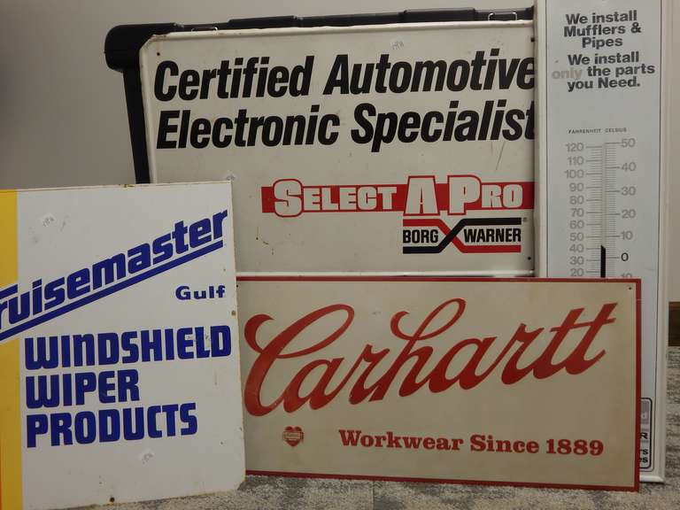 Various Metal Automotive Signs - Property Peddler