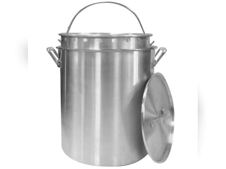 RiverGrille Pot Strainer Basket Large Handles Aluminum Lid Boiling